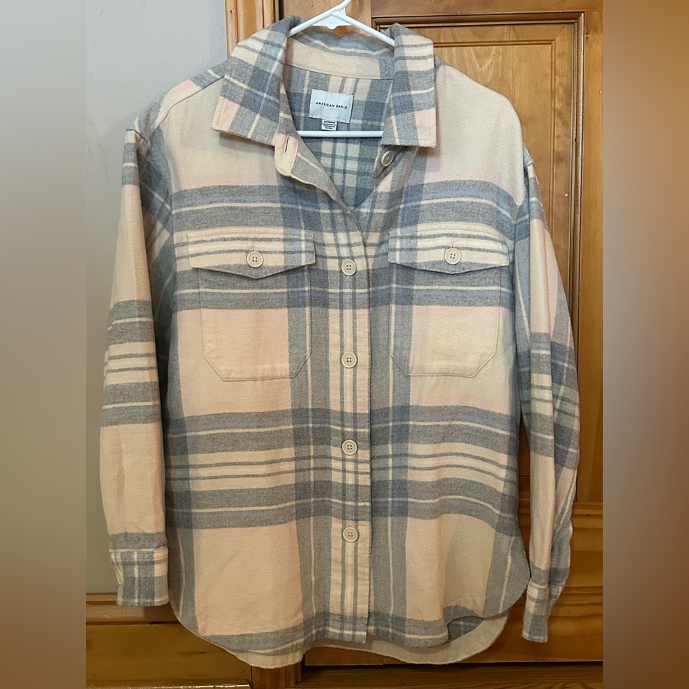 American Eagle Flannel Shirt Jacket Oversized Women Size XS